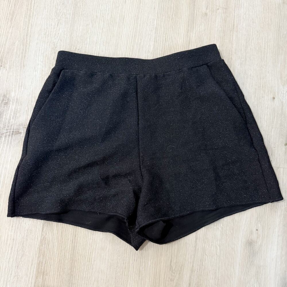 Express Shortie Extreme High Rise Black Sparkly Glitter Shorts Size Medium